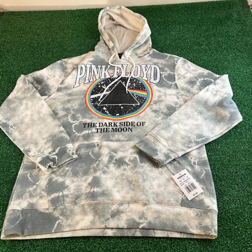 Pink Floyd Hoodie Dark Side of the Moon Tie Dye Graphic Pullover Mens Large NWT